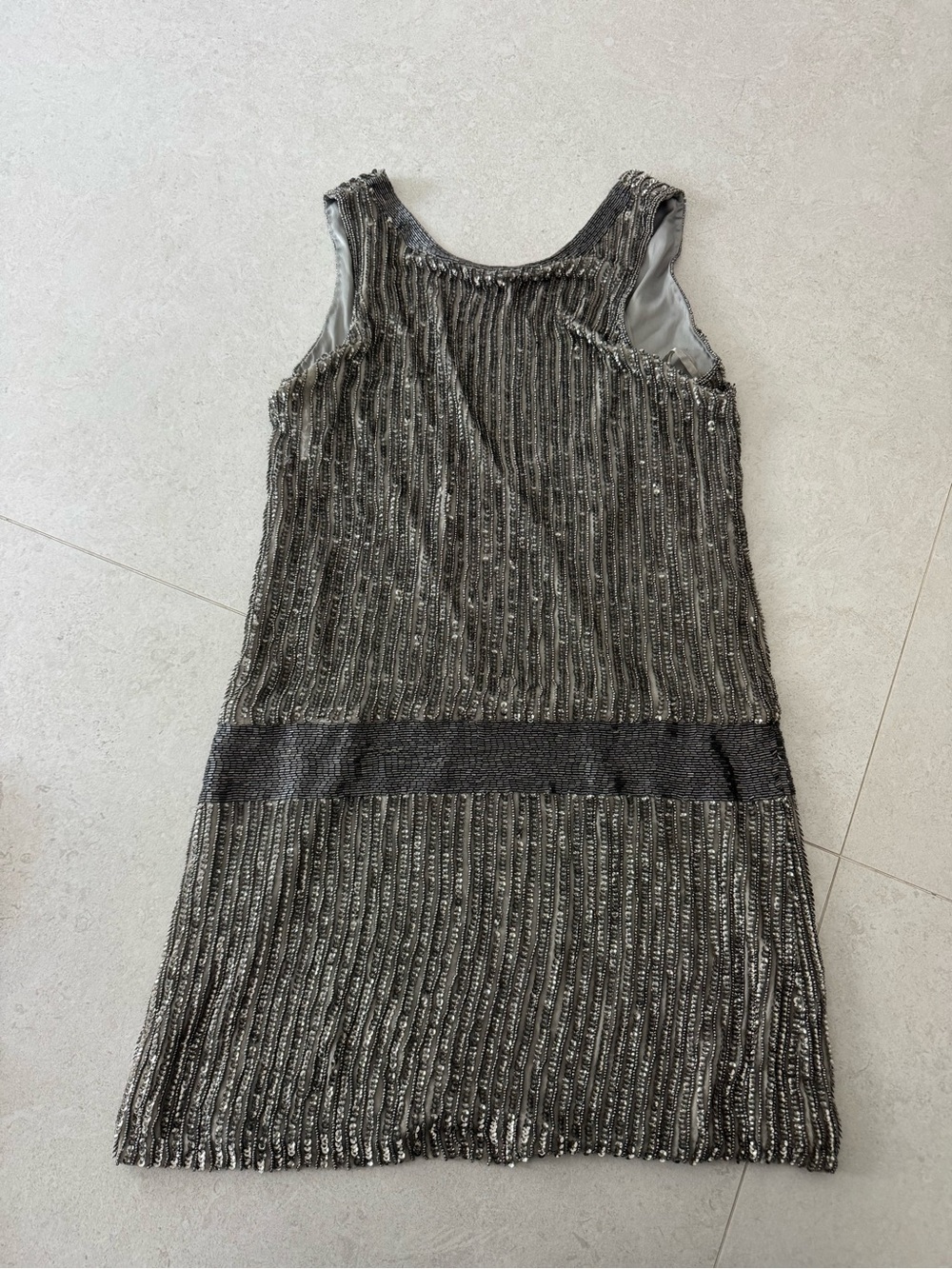 Parker Gunmetal Beaded Sleeveless Shift Dress